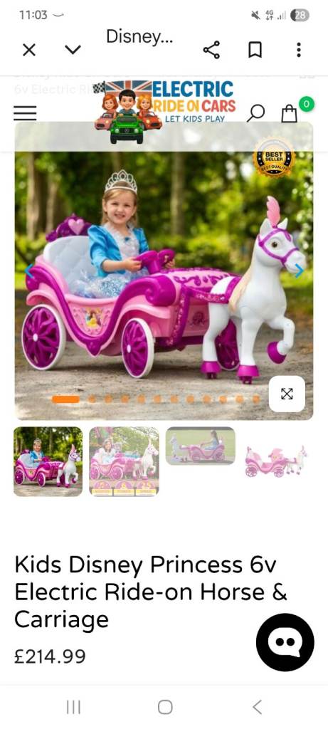 electric Disney Princess horse & carriage