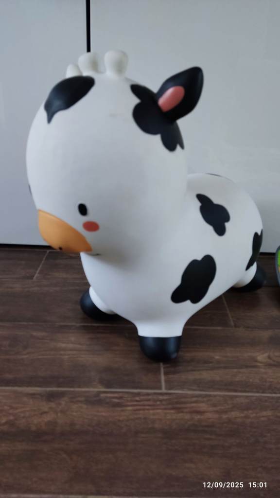 Jumping bouncing inflatable cow