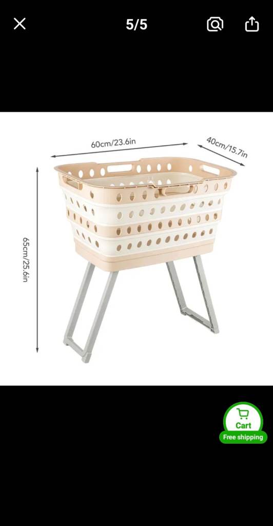 New Foldable Laundry Basket with Stand – Beige & White