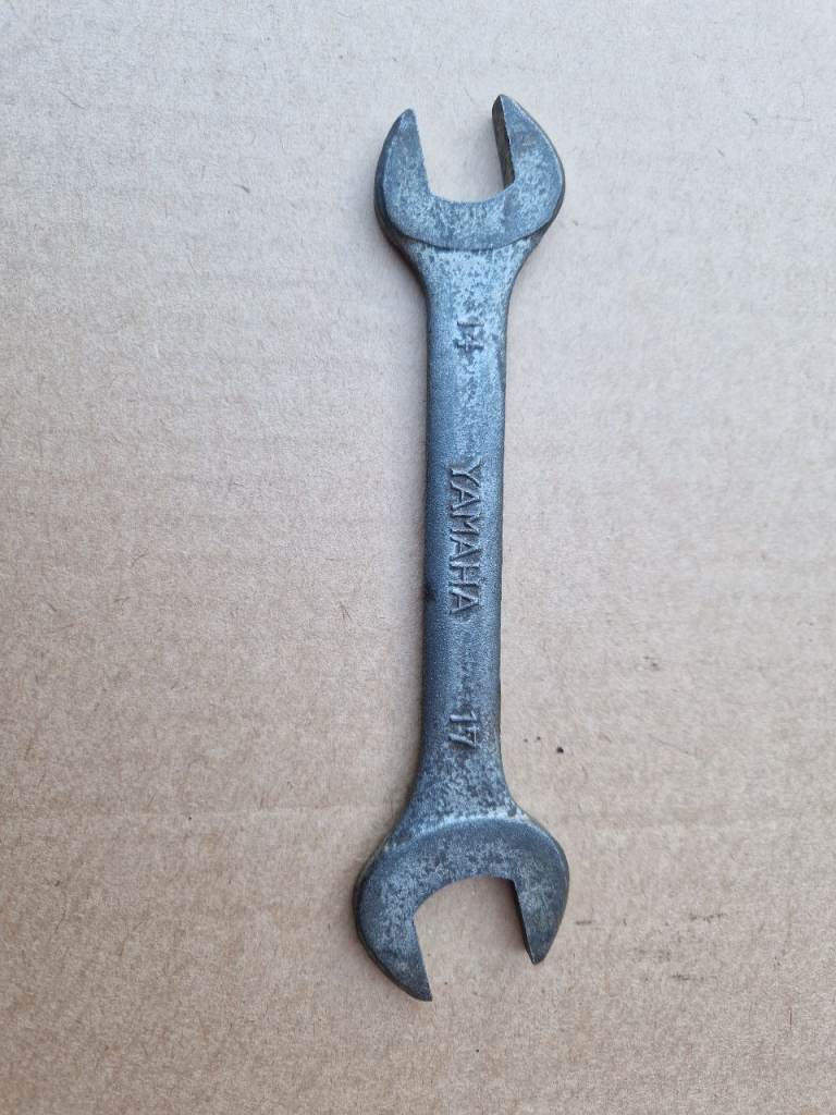 Vintage Yamaha 14 / 17 mm spanner. 