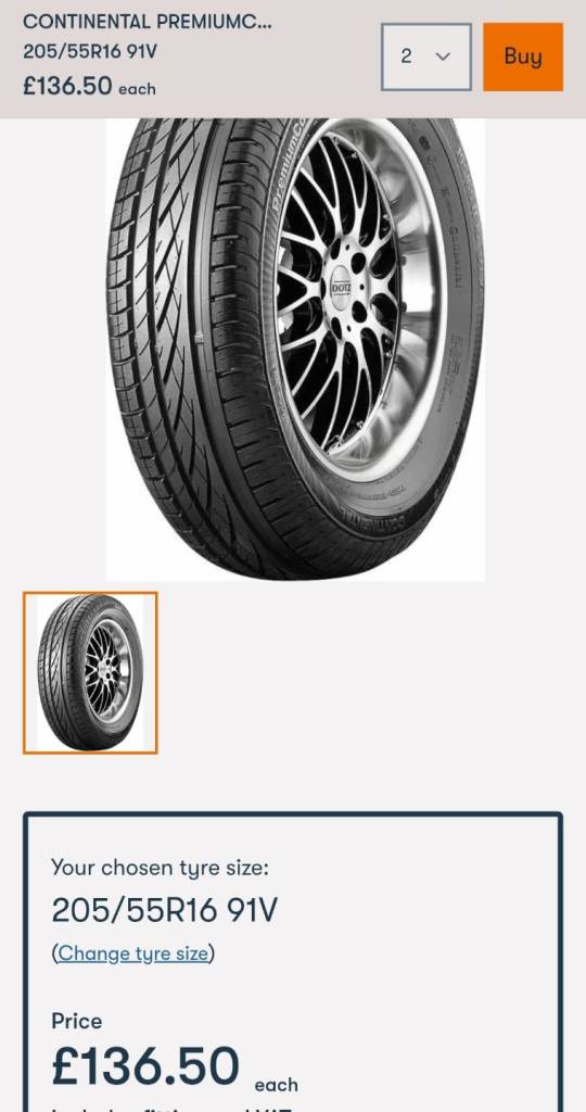 * Like New 205 55 16 r16 Car Ford Continental Premium Contact Spare Tyre with Wheel Rim Germany 