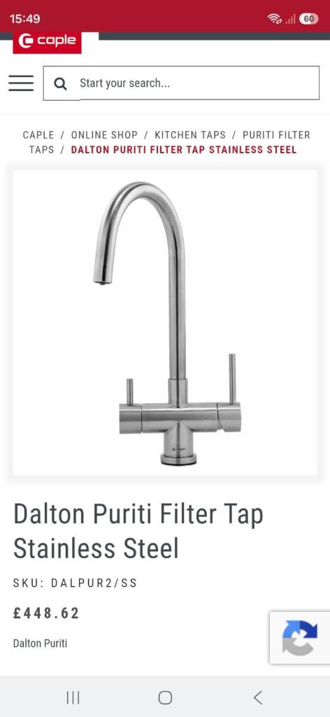 Caple Dalton Puriti Filter Tap Stainless Steel Kitchen tap