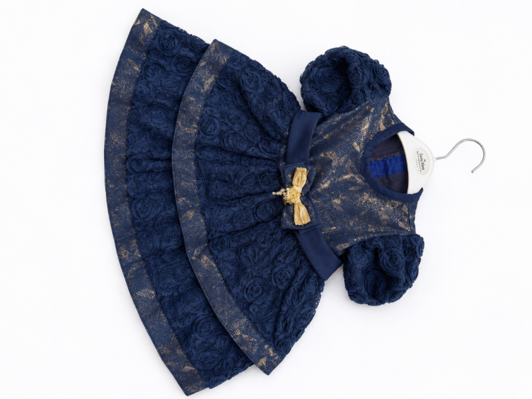 Lovely Kids' Blue and Gold Party Dress – New