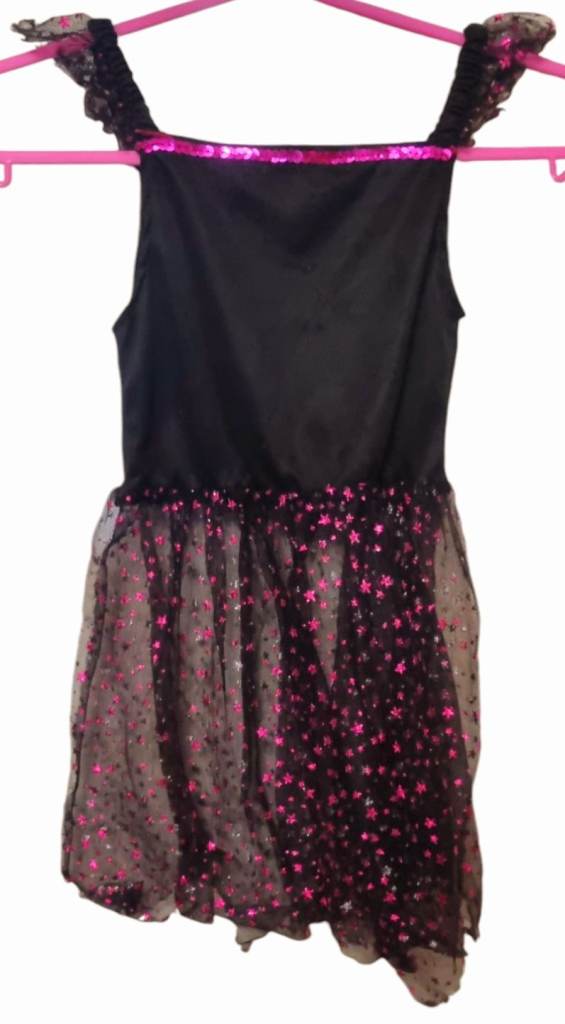 Tesco Girls' Halloween Costume – Pink and Black Star Dress (Age 3-4 Years)