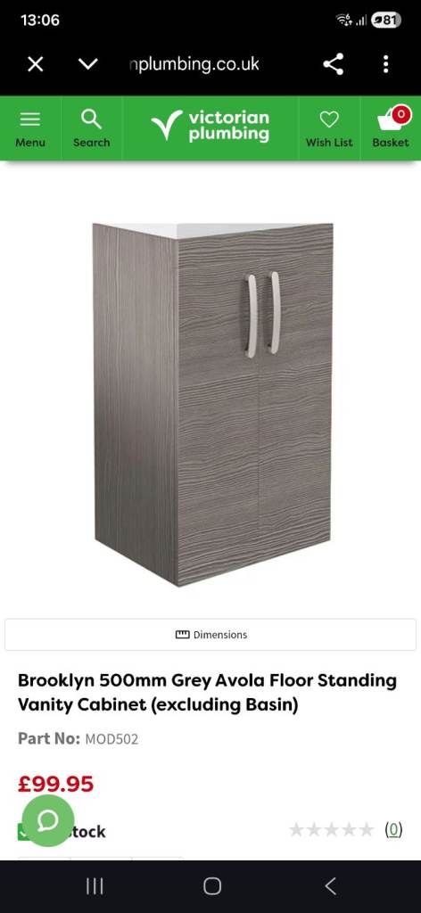 Bathroom vanity unit 500mm Grey