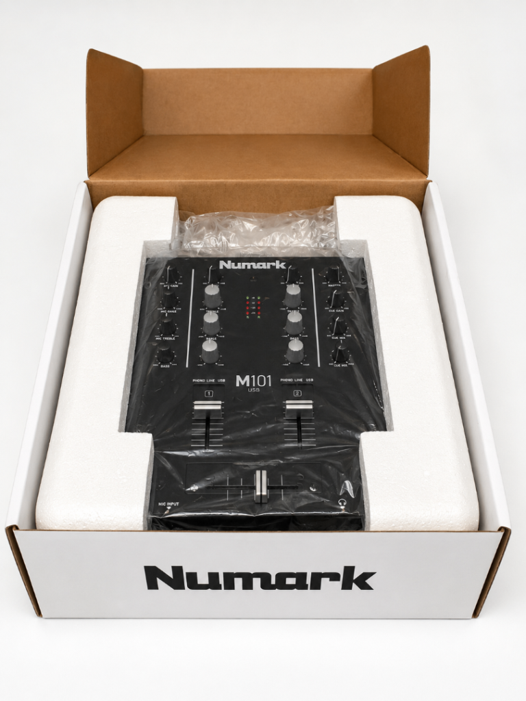 Numark M101 USB 2-Channel DJ Mixer, USB Interface, 3-Band EQ, Black