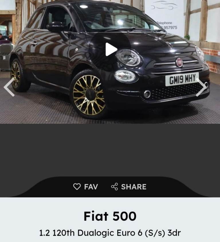 Fiat, 500, Hatchback, 2019, Semi-Auto, 1242 (cc), 3 doors