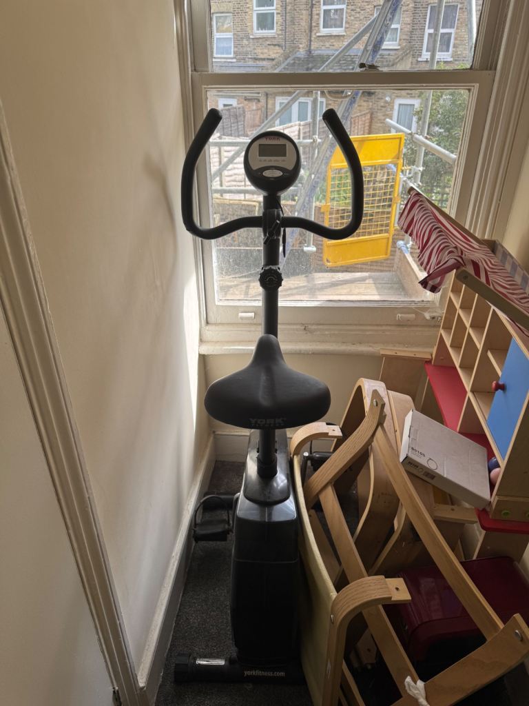 image for York Fitness Upright Exercise Bike – Compact, Basic LCD Console