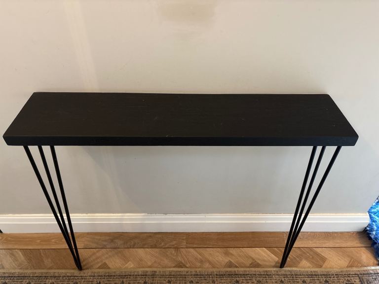 Black Console Table with Hairpin Legs – Good Condition