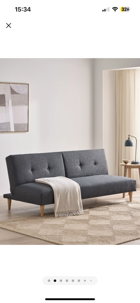 John Lewis Clapton Fixed Back Small Sofa Bed. Light leg, Fraser Steel Fabric
