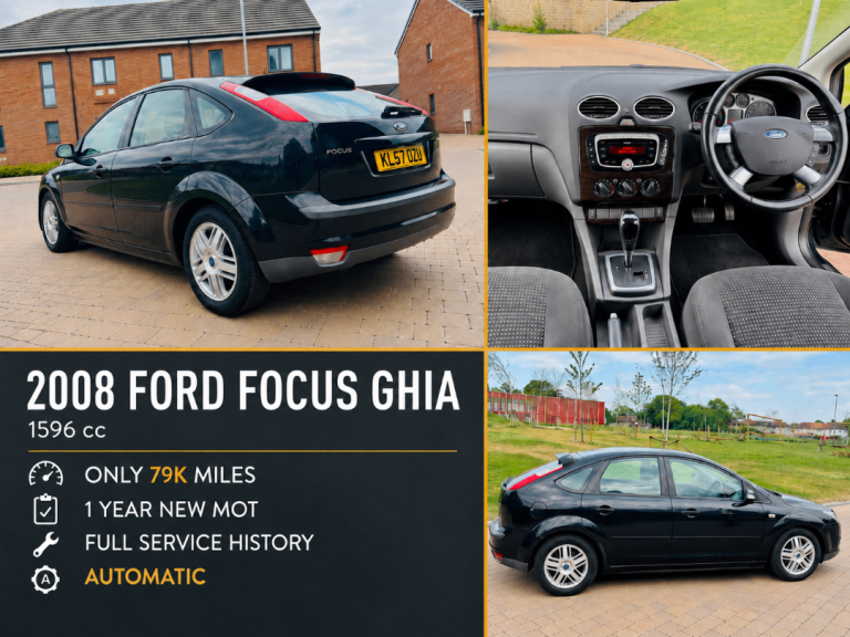 AUTOMATIC 2008 FORD FOCUS GHIA,1 YEAR NEW MOT, LOW 79K MILES,FULL SERVICE HISTORY, HPI CLEAR