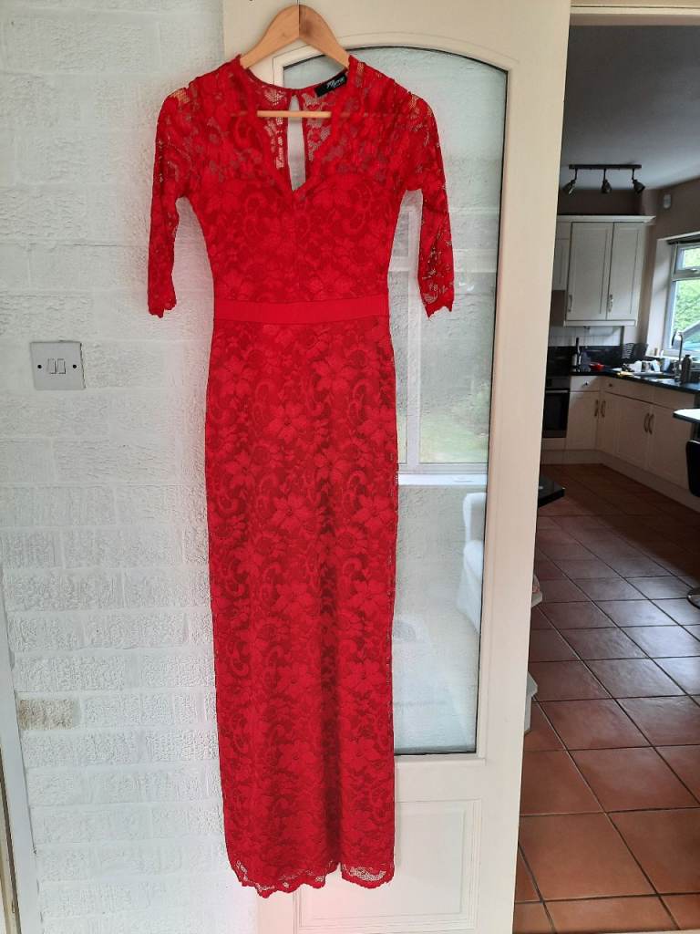 image for  Size 10 Red lace jane norman evening /party long dress