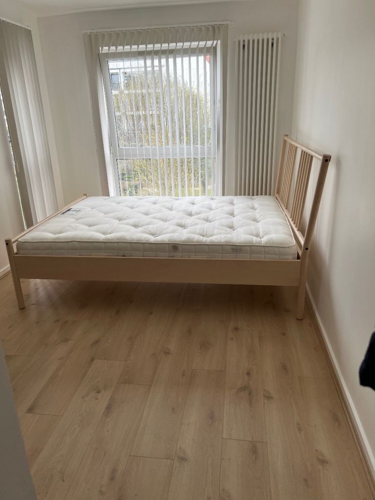 Quick Sale- Must Go-IKEA BJÖRKSNÄS bed frame- King size- Birch Veneer- collection se17 £250