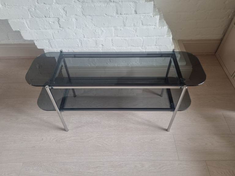 Habitat Smoked Glass TV Stand / Coffee Table – Modern Glass Media Unit