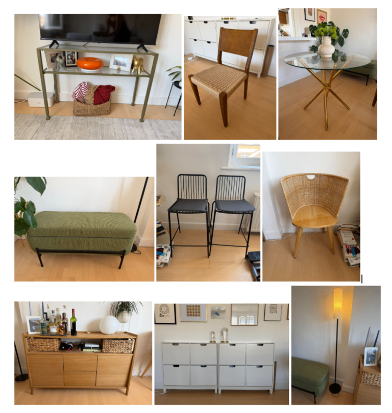 W2 Moving Sale – Chairs, Tables, Storage, Bench, Lamp, & more
