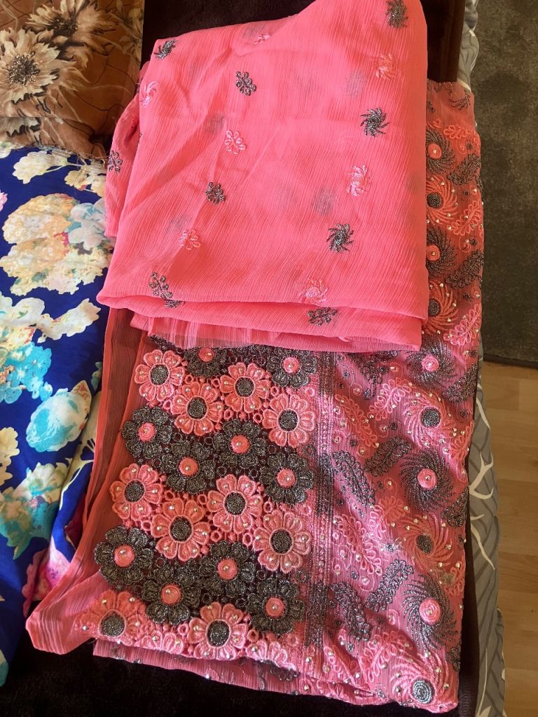 Unstitched Maroon Embroidered Salwar Kameez Suit Material