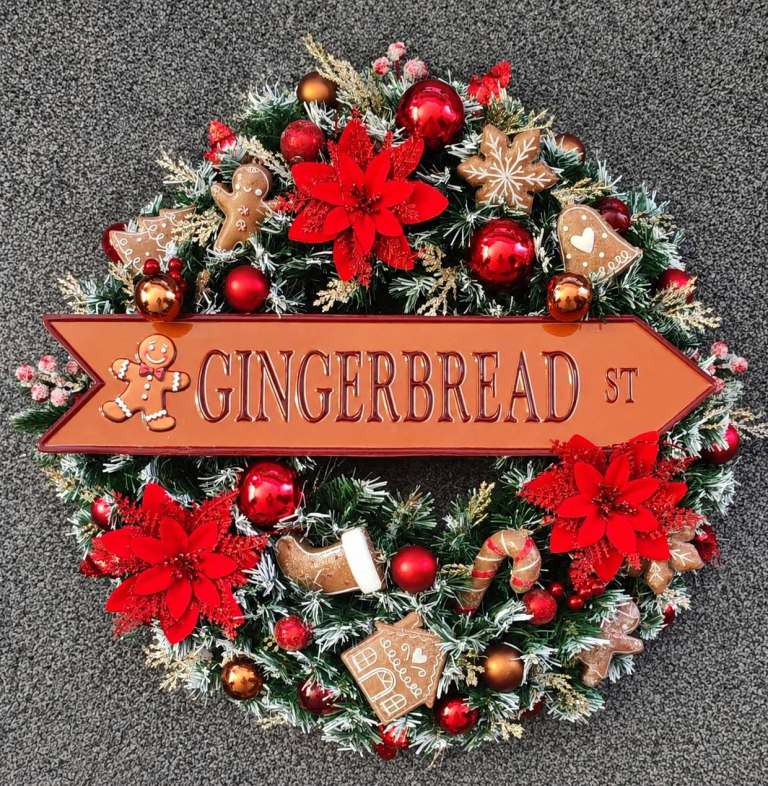 Handmade Gingerbread St Christmas Wreath For Sale 