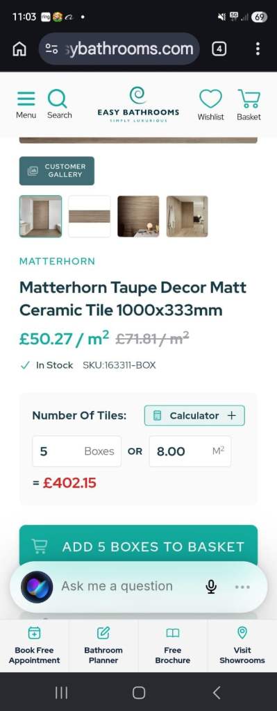 Matterhorn Taupe Decor Matt Tiles