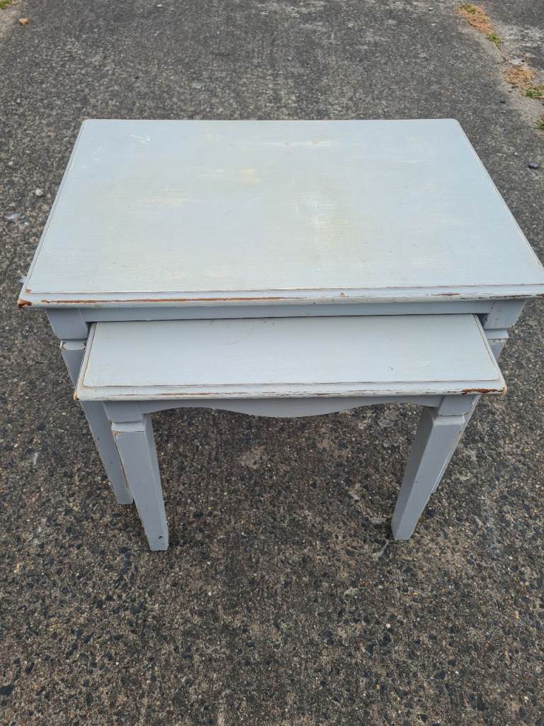 Nesting Tables - Grey Painted Wood, Fair Condition