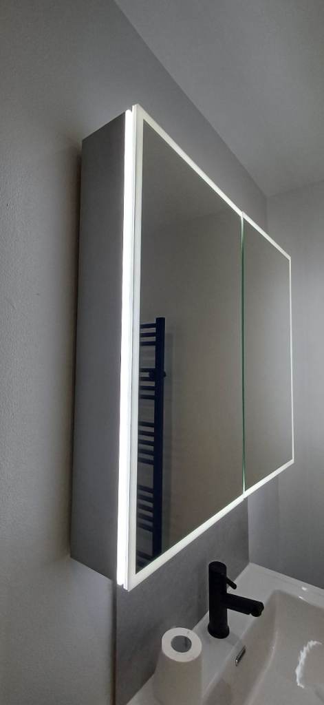 PEBBLE GREY Merton Mirrored Cabinet with LED Lights