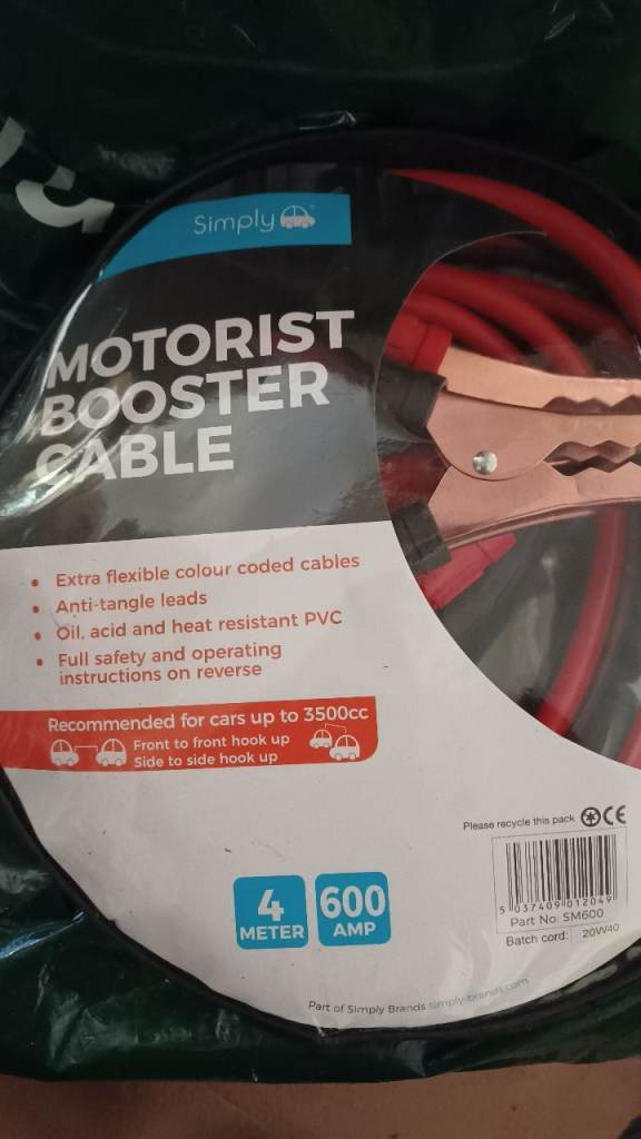 Motorist Car Engine Booster Cables 600Amps 4meters