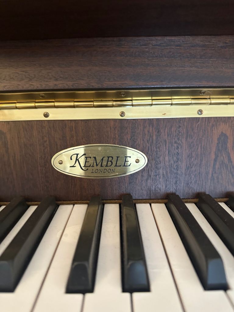 REDUCED - Stunning KEMBLE CLASSIC Satin Mahogany Upright Piano and Hinged Piano Stool - Like New