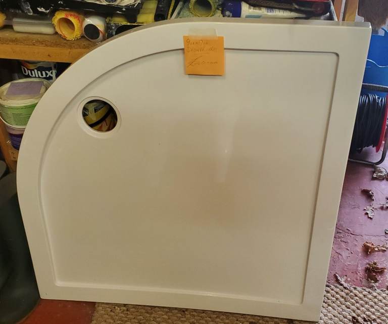 900x900 White Quadrant stone Shower Tray 