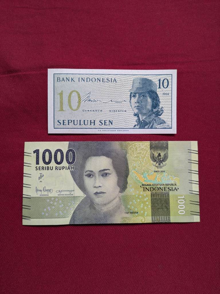 ♦ 2x Mint Uncirculated 1964+2016 INDONESIA banknotes - see my other adverts for coins