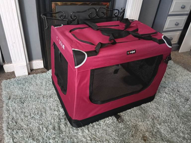 New dark red Large fabric pet crate
