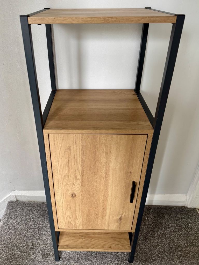 Industrial Oak Effect Storage Unit / Shelving Cabinet
