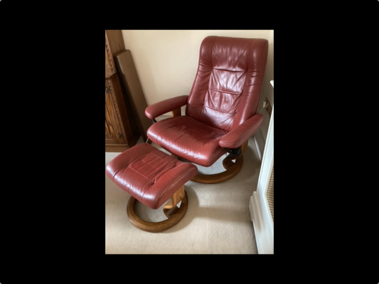 Ekornes recliner chair and stool