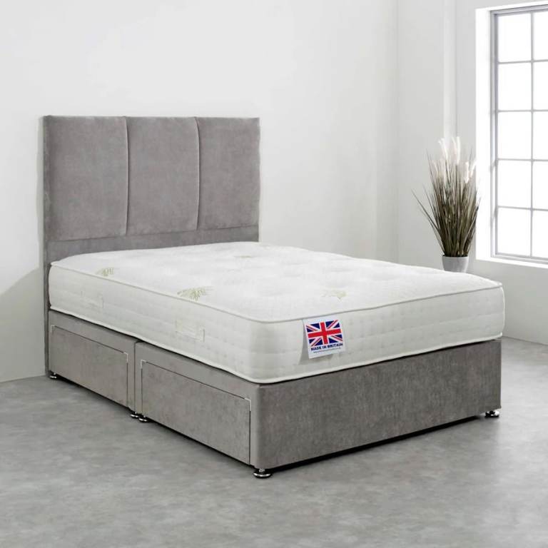 Stylish DIVAN 4FT Small Double Bed Base With Mattress & Storage >> Huge 20% Off >>