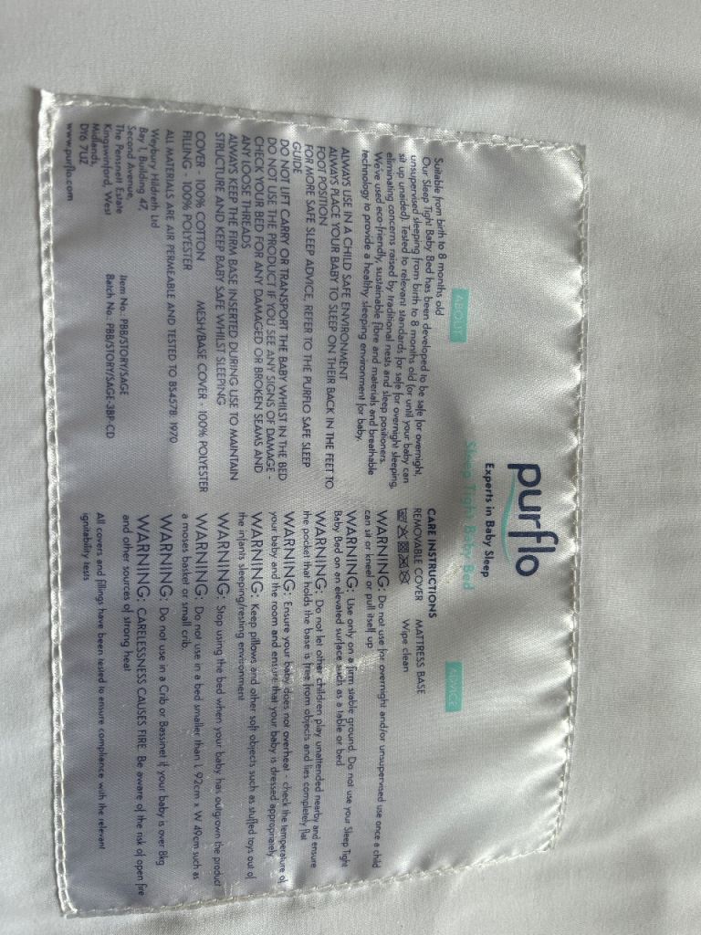 Purflo sleep tight baby bed