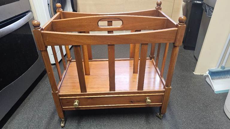 Vintage Canterbury style Magazine Rack by Bevan Funnell Reprodux