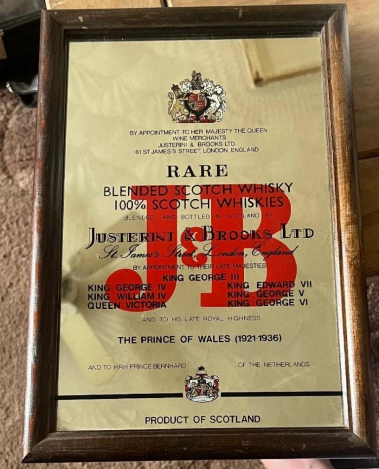 J&B whiskey vintage picture/ mirror 