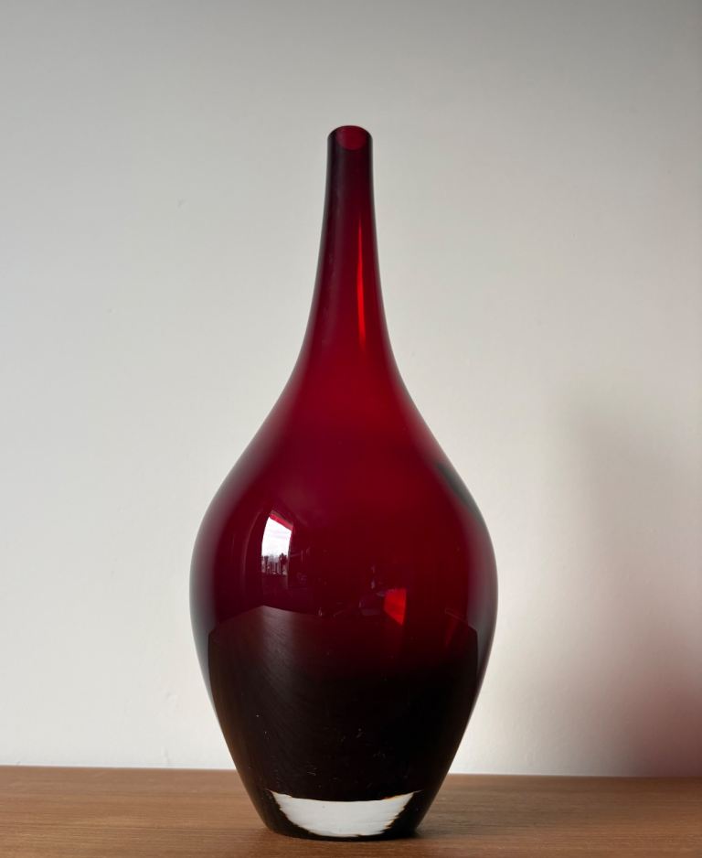Vintage, Ikea ‘Salong’ Ruby Red, glass vase. Designed by Johanna Jelinek