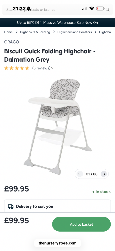 High chair brand new in box never opened 