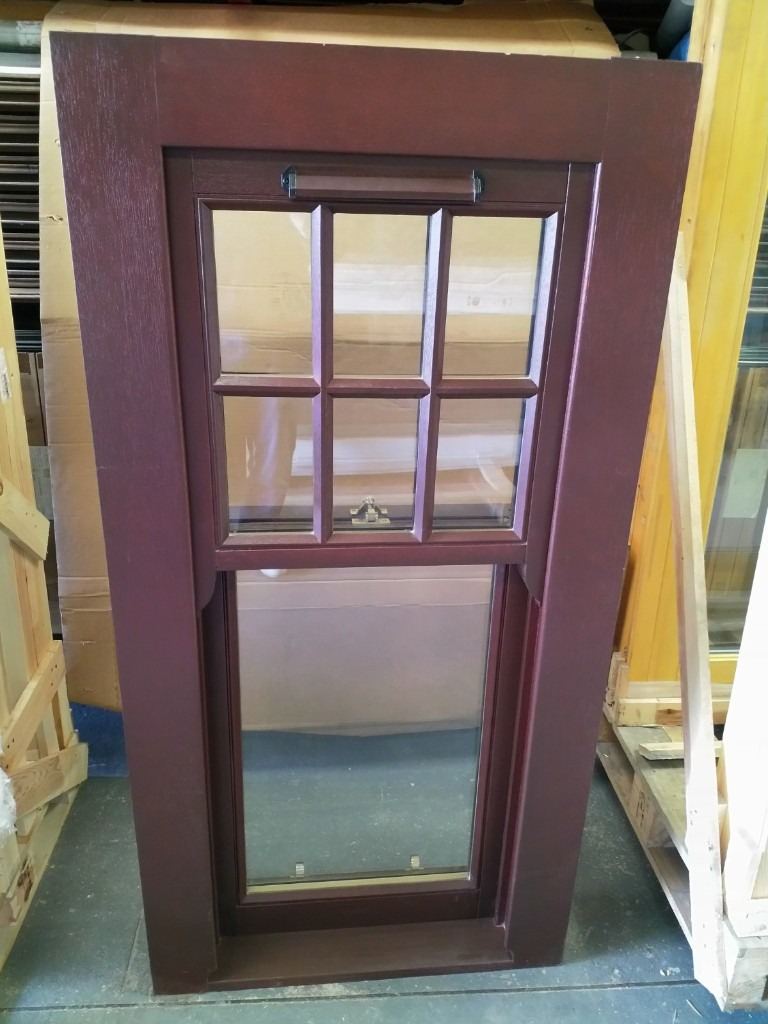 Prefinished sliding sash window. Double glazed , safety glass in bott