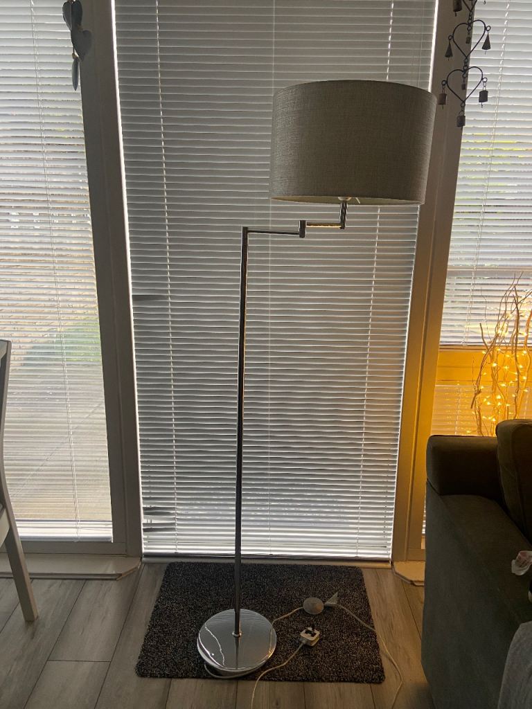 Chrome light stand with silver/grey shade
