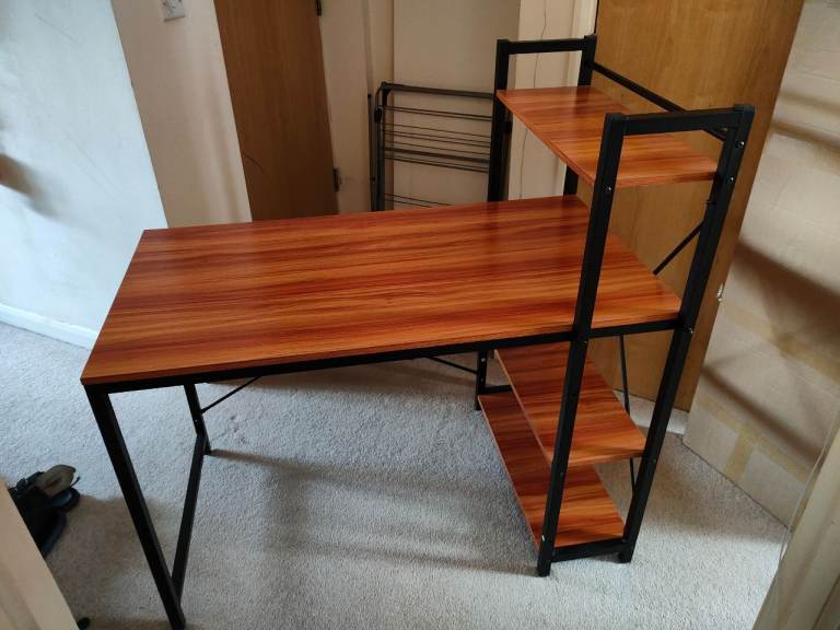 Modern Corner Desk with Shelving Unit