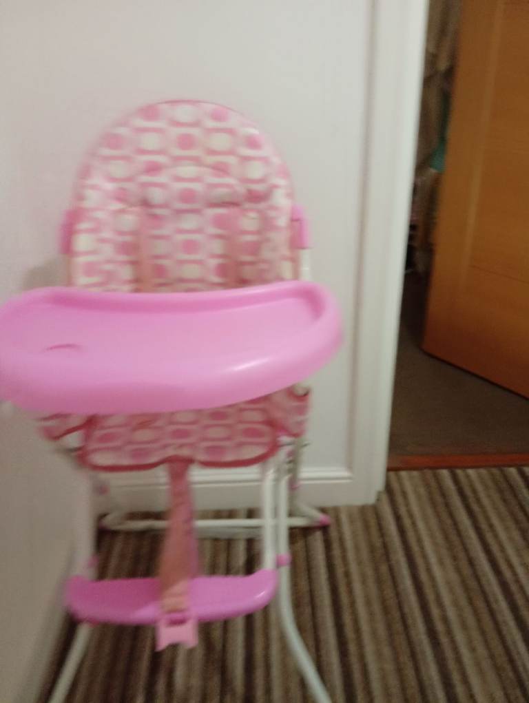 Pink Baby High Chair with Tray – Good Condition