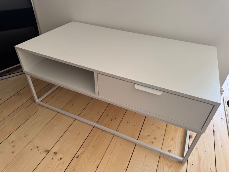 White Coffee Table with Drawer – Good Condition
