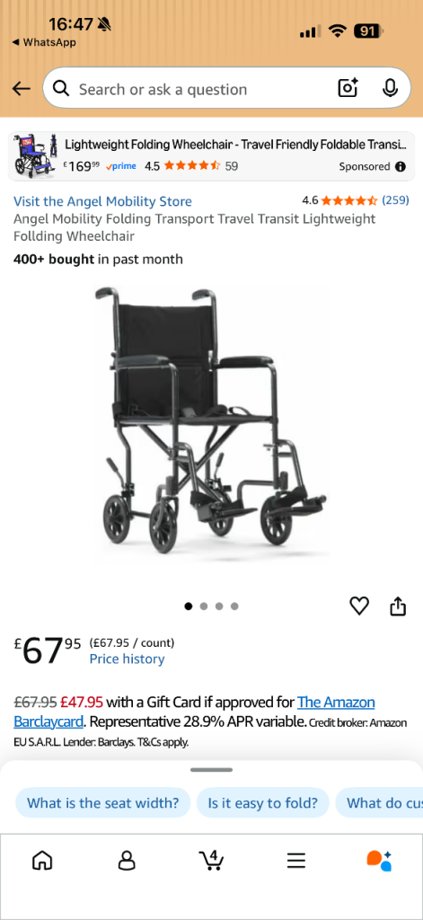 Lightweight Wheelchair in box 