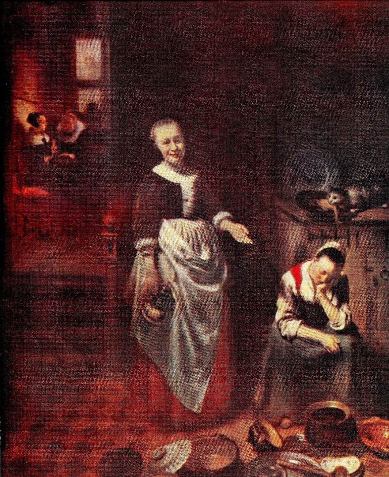 44. A framed magazine original old master painting THE IDLE SERVANT