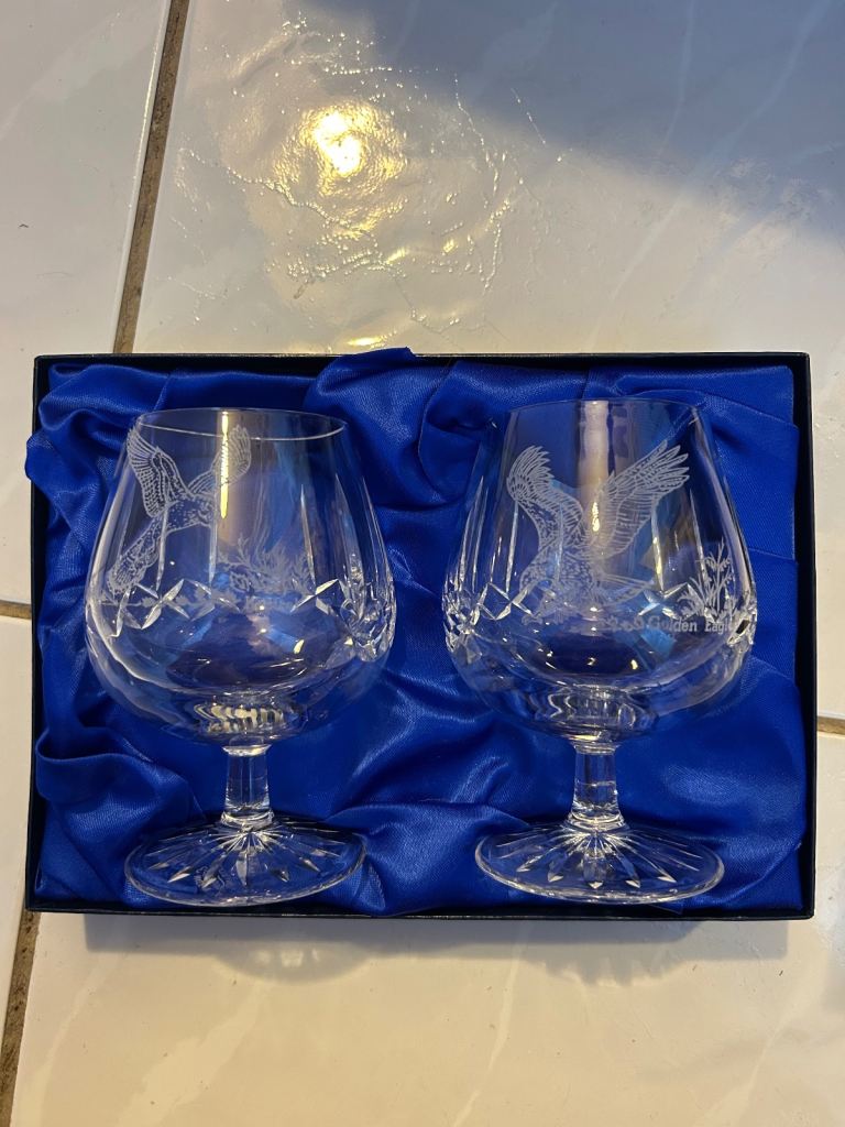 2x Edinburgh Crystal Birds of Prey