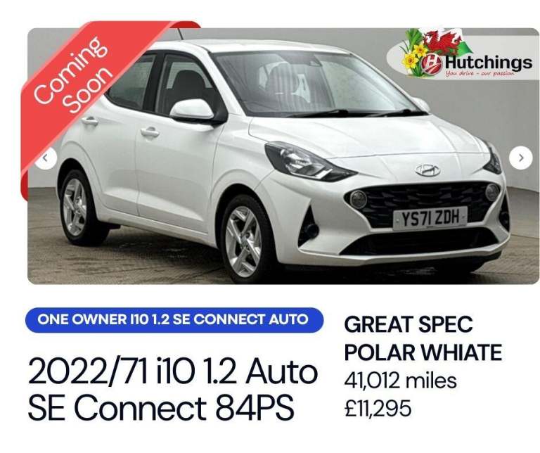 2022 Hyundai i10 1.2 MPi SE Connect 5dr Auto HATCHBACK PETROL Automatic