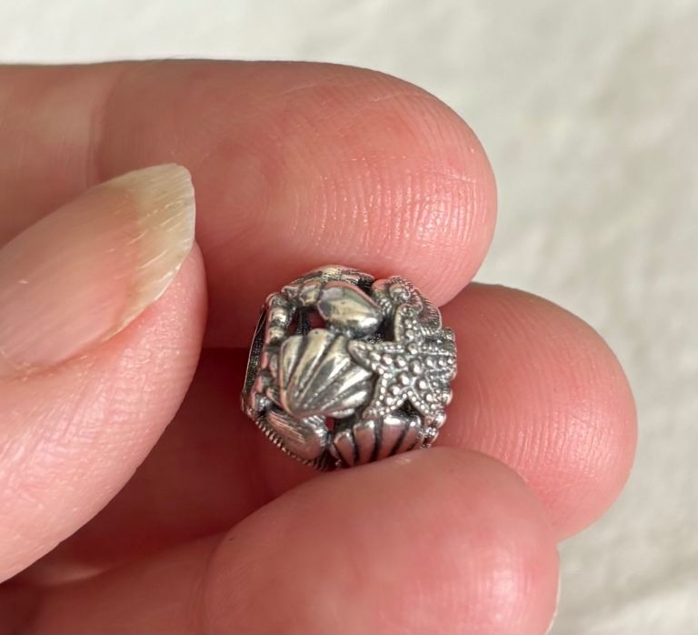 Sterling Silver Charm Bead with Ocean Theme – Good Condition