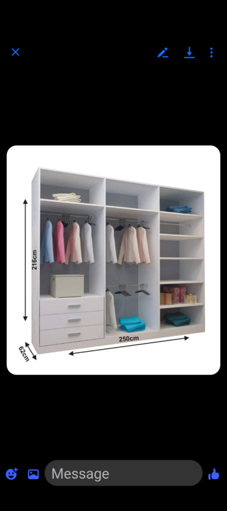 Large grey Wardrobe with Sliding Mirrored Door