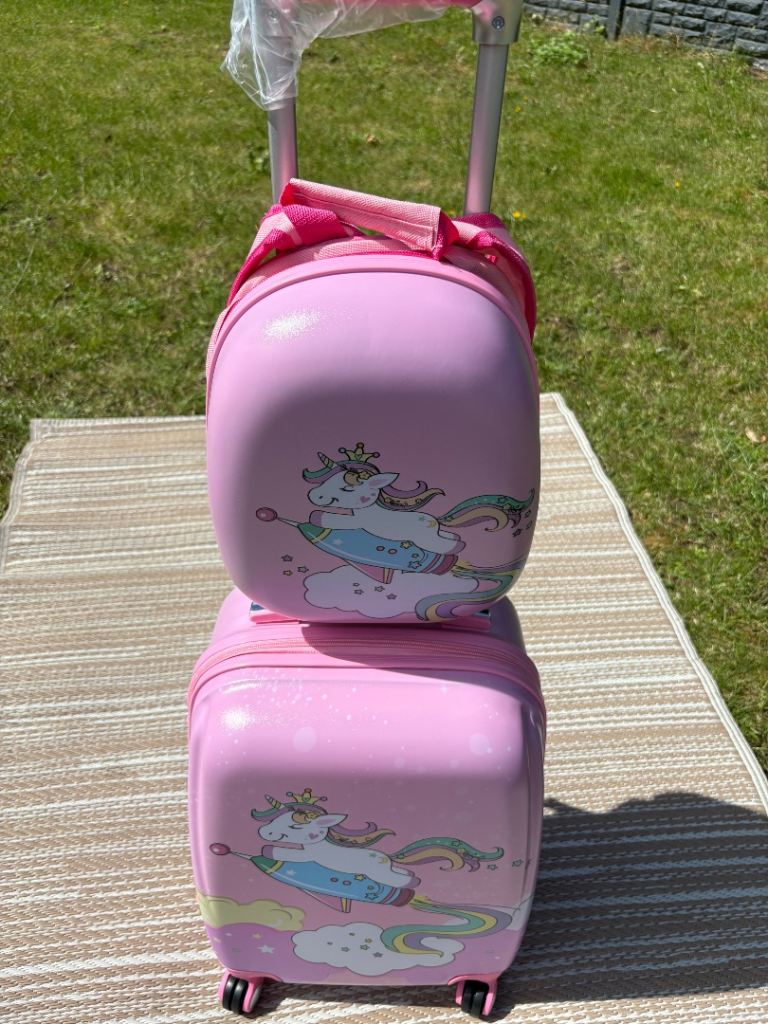 Pink Unicorn Kids Suitcase & Backpack Set – As New