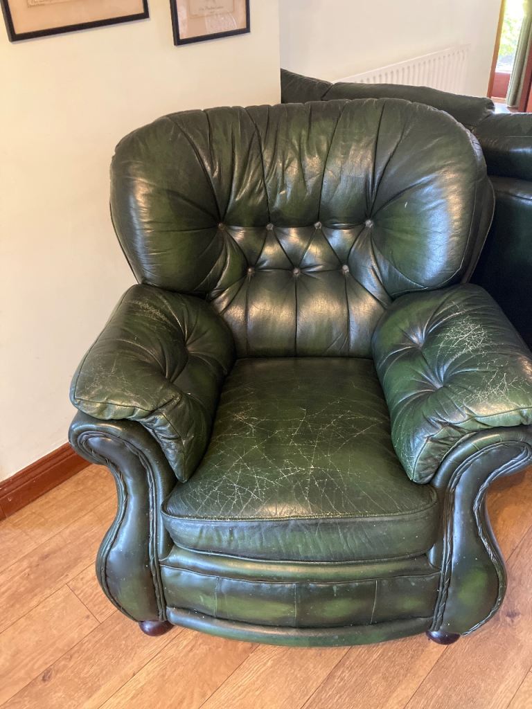 Leather sofa and matching arm chair